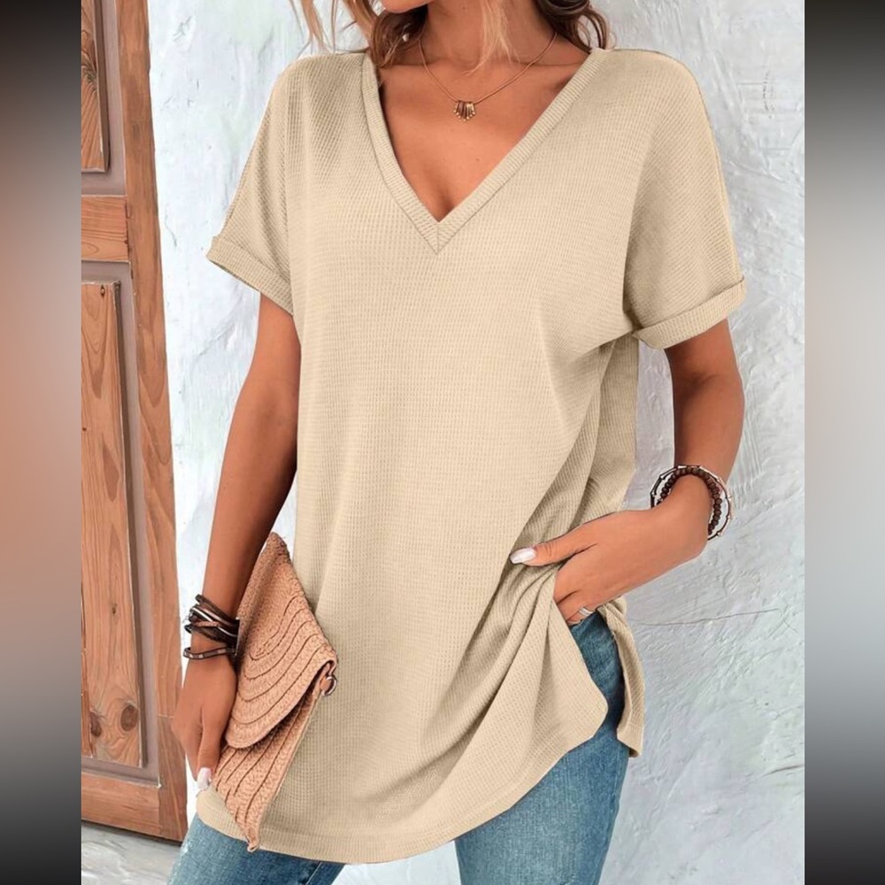 Cozy  V neck Dolman Sleeve Loose Fit Top - Picture 6 of 7